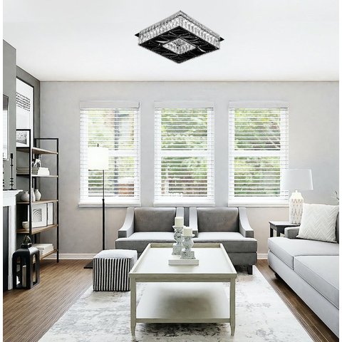 Plafon Quadrado Cristal 35cm LED 32W 6000K Bivolt