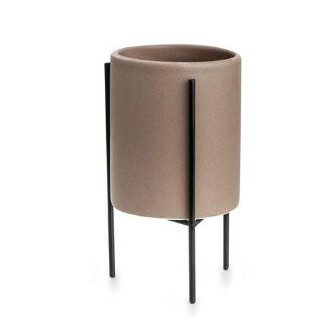 Cachepot Cinza com Suporte em Metal 15x8cm 09973 Mart