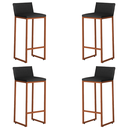 Ver imagem 1 de Kit 4 Banquetas Alta Dani Reforçada Decorativa Balcão Bancada Cozinha Bar Base Bronze Courino Preto