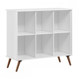 Estante para Livros Retro 6 Nichos Branco - Qmovi - 2