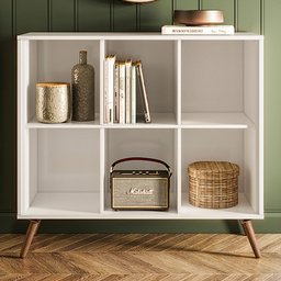 Estante para Livros Retro 6 Nichos Branco - Qmovi - 1