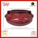 Ver imagem 3 de Potiche Centro de Mesa Cerâmica Vermelho Intenso com Alças 35cm Columbus Gold