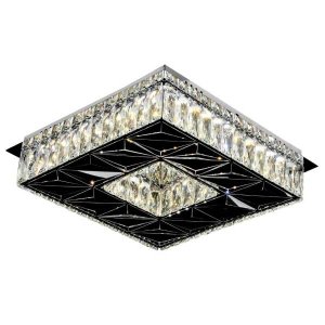 Plafon Quadrado Cristal Cromado 35cm LED 32W 6000K Bivolt