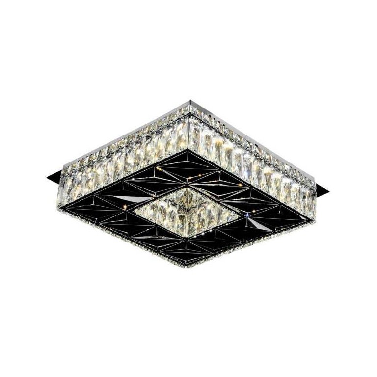 Plafon Quadrado Cristal Cromado 35cm LED 32W 6000K Bivolt