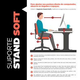 Kit 04 Suportes Stand Base Para Monitor Soft Elevado 45cm em MDF com 01 Prateleira - Desk Design Bra - 6