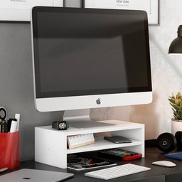 Kit 04 Suportes Stand Base Para Monitor Soft Elevado 45cm em MDF com 01 Prateleira - Desk Design Bra - 7