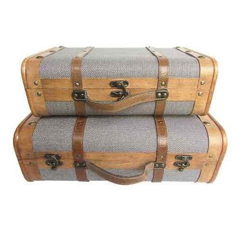 Conjunto Maletas de Madeira e Metal 2pçs