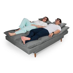 Sofá Cama Casal 3 Lugares Andorra Suede Cinza 380 Império Estofados - 2 Sofá Cama Casal 3 Lugares Andorra Suede Cinza 380 Império Estofados - 2