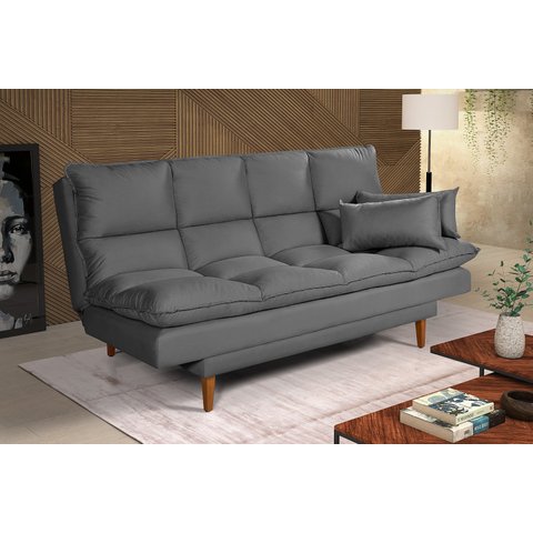 Sofá Cama Casal 3 Lugares Andorra Suede Cinza 380 Império Estofados