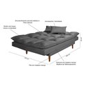 Ver imagem 7 de Sofá Cama Casal 3 Lugares Andorra Suede Cinza 380 Império Estofados