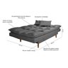 Sofá Cama Casal 3 Lugares Andorra Suede Cinza 380 Império Estofados - 7