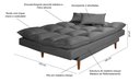 Ver imagem 7 de Sofá Cama Casal 3 Lugares Andorra Suede Cinza 380 Império Estofados