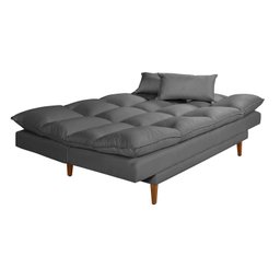 Sofá Cama Casal 3 Lugares Andorra Suede Cinza 380 Império Estofados - 5 Sofá Cama Casal 3 Lugares Andorra Suede Cinza 380 Império Estofados - 5