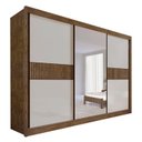 Ver imagem 1 de Guarda-roupa Casal Mdf com Espelho 3 Portas 6 Gavetas Miami Ripado