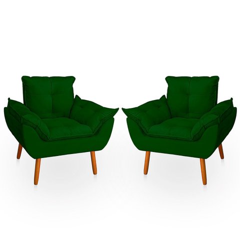 Kit 2 Poltrona Opala para Sala Confortável e Reforçada Suede