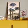 Quadro Decorativo Paisagem Araucaria Vintage com Moldura e Vidro Preto - 120x80 Cm - 4