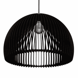 Luminária Teto tipo Pendente CASABLANCA MDF - Completa - Cor: Preta - 1