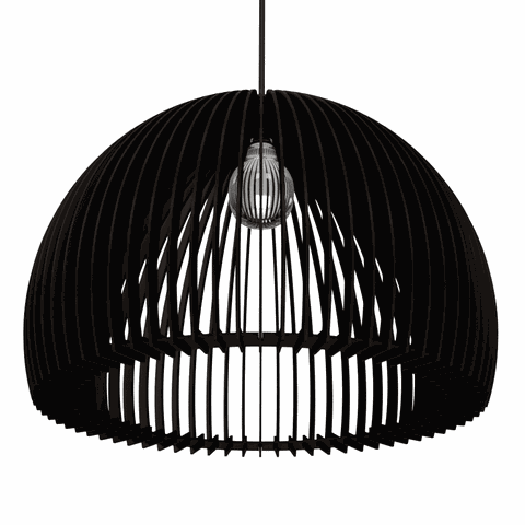 Luminária Teto tipo Pendente CASABLANCA MDF - Completa - Cor: Preta