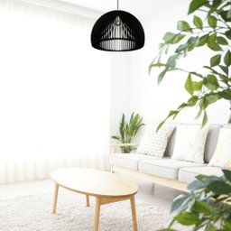 Luminária Teto tipo Pendente CASABLANCA MDF - Completa - Cor: Preta - 5