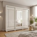 Ver imagem 2 de Guarda Roupas Casal 3 Portas de Correr com Espelho 6 Gavetas 100% MDF Valen