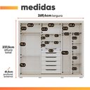 Ver imagem 4 de Guarda Roupas Casal 3 Portas de Correr com Espelho 6 Gavetas 100% MDF Valen