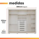 Ver imagem 3 de Guarda Roupas Casal 3 Portas de Correr com Espelho 6 Gavetas 100% MDF Valen