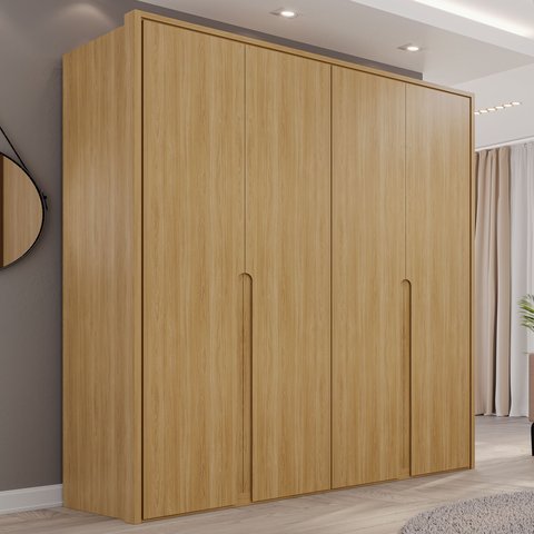 Guarda-Roupa 4 Portas 3 Gavetas 100% MDF Lizz Marrom/Hannover