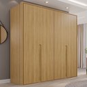 Ver imagem 1 de Guarda-Roupa 4 Portas 3 Gavetas 100% MDF Lizz Marrom/Hannover
