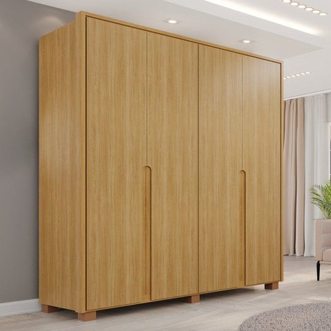 Guarda-Roupa 4 Portas 3 Gavetas 100% MDF Lizz Marrom/Hannover