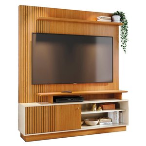 Estante Home Theater Ares Cinamomo/off White para Tv até 75” - Madetec