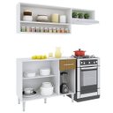 Ver imagem 2 de Armário Cozinha Pequena Madri 165 Cm Balcão Tampo Mdp Branco Canelado - Clicklar