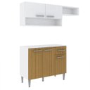 Ver imagem 1 de Armário Cozinha Pequena Madri 165 Cm Balcão Tampo Mdp Branco Canelado - Clicklar