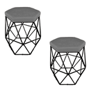 Ver imagem 1 de Kit 2 Puff Decorativo Aramado Preto - Cinza Suede