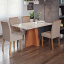 Ver imagem 1 de Mesa de Jantar 4 Lugares Maitê Juliana com Vidro Cinamomo/off White/bege - Cimol