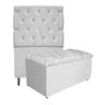 Kit Cabeceira e Calçadeira Liverpool 100 cm Solteiro Suede Branco - Amarena Móveis - 1