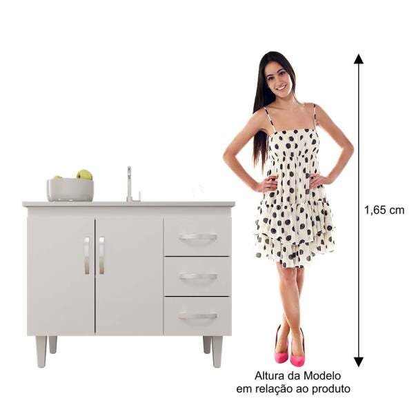 Balcão Gabinete de Pia 100 cm para Cozinha Isabel - Branco - 4