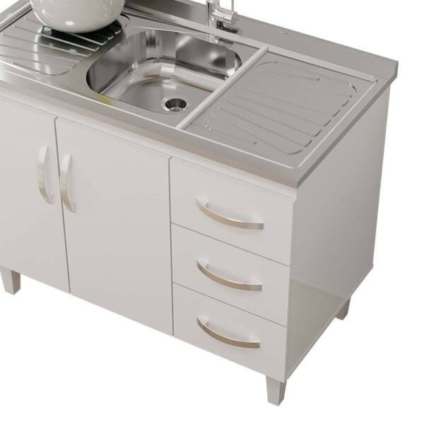 Balcão Gabinete de Pia 100 cm para Cozinha Isabel - Branco - 3