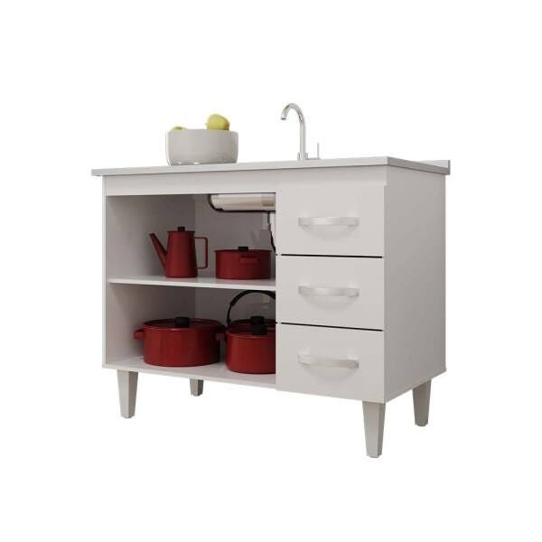 Balcão Gabinete de Pia 100 cm para Cozinha Isabel - Branco - 2