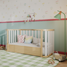 Berço Americano 2 em 1 com Colchão de Brinde | Branco e Carvalho Malva Linha Loop - 3