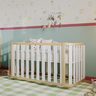 Berço Americano 2 em 1 com Colchão de Brinde | Branco e Carvalho Malva Linha Loop - 2