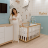 Berço Americano 2 em 1 Loop Branco e Carvalho Malva com Rodinhas - 6