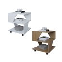 Ver imagem 2 de Kit Conjunto com 2 Mesas de Cabeceira - 1 Carvalho e 1 Branco - com Rodizio - Poquema