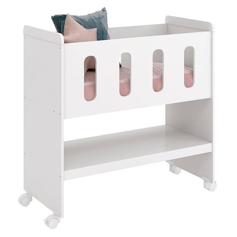 Mini Berço Moisés Zain Branco Brilho com Colchão - Reller