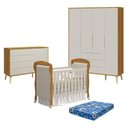 Ver imagem 1 de Quarto de Bebê 4 Portas com Cômoda com Porta Elfe Retrô e Berço Americano Danny Areia Savana Acetina
