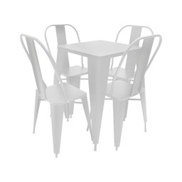 Conjunto Mesa Industrial em Aço Iron Tolix com 4 Cadeiras Branca - 1