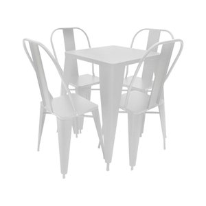 Conjunto Mesa Industrial em Aço Iron Tolix com 4 Cadeiras Branca