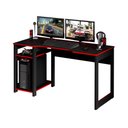 Ver imagem 2 de Mesa Gamer 136cm com 2 Prateleiras e Porta Cpu Preto/vermelho