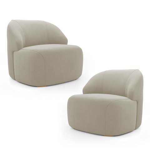 Kit 02 Poltronas Decorativas Kaya Orgânica Veludo Bege - Desk Design