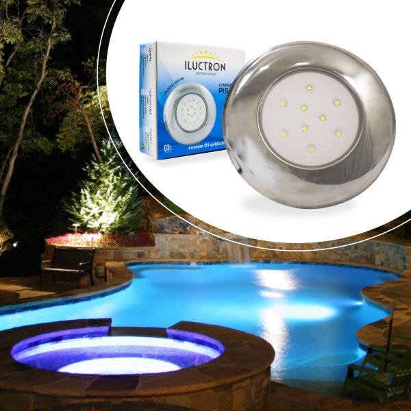 KIT 3X Luminária Piscina Led Smd Ø125mm Cromada 9w Luz 6500k St1059 - 4