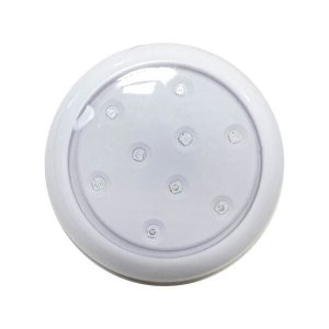Luminária Piscina Branca Led Ø80mm 9w Luz Azul + Fonte 2A St1847